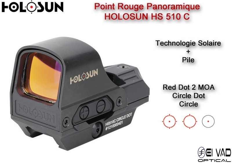 Pack Holosun 3 - Point Rouge HS510C + Magnifier HM3X