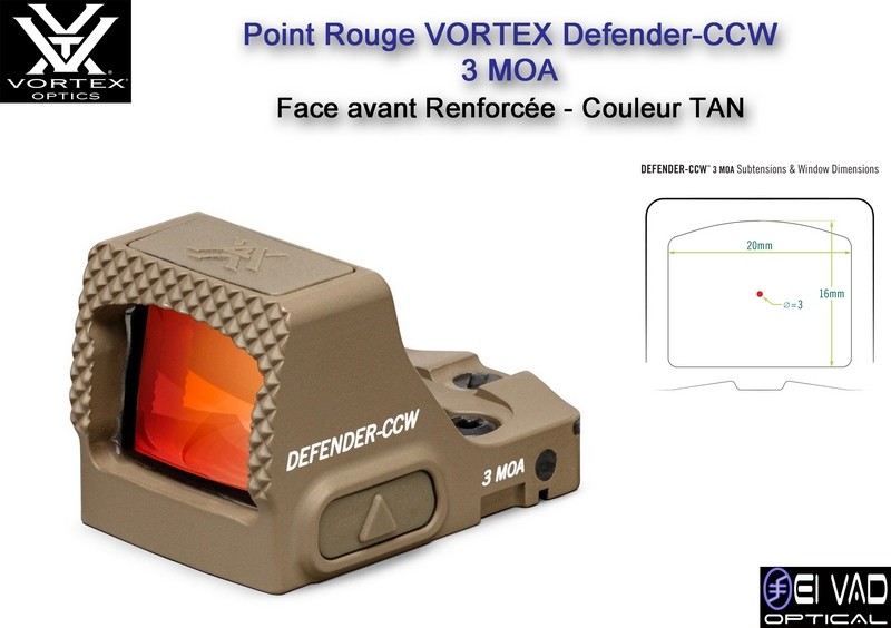 Point Rouge VORTEX Defender-CCW - 3 MOA - Couleur TAN