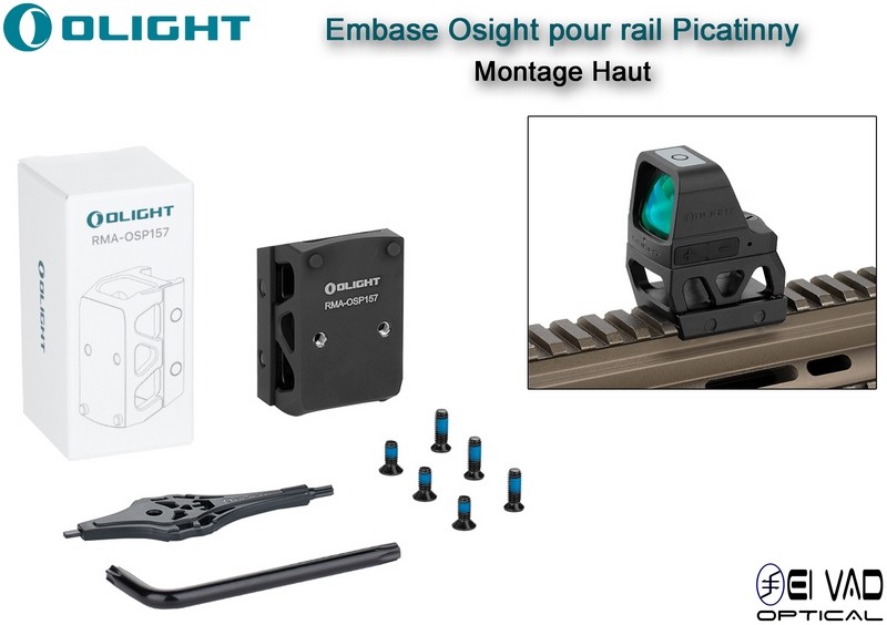 Montage / Embase Osight Haut pour rail Picatinny - Compatible Holosun