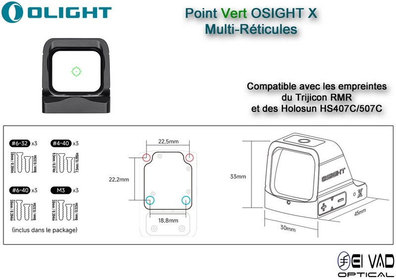 Point Vert Olight OSIGHT X - Multi-Réticules