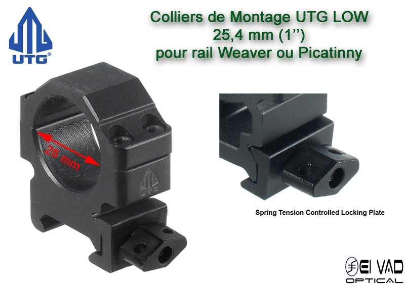 Colliers de montage UTG Low - 25,4 mm pour rail de 21 mm