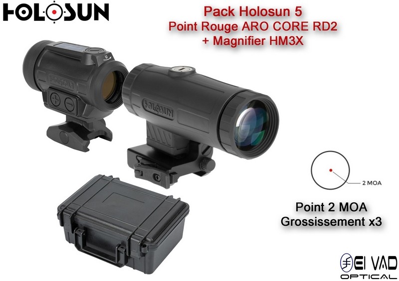Pack Holosun 5 - Point Rouge ARO CORE RD2 + Magnifier HM3X
