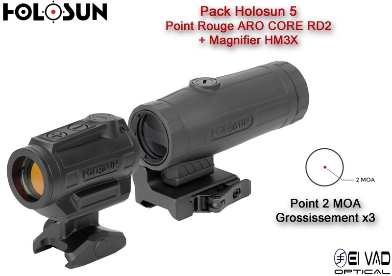 Pack Holosun 5 - Point Rouge ARO CORE RD2 + Magnifier HM3X
