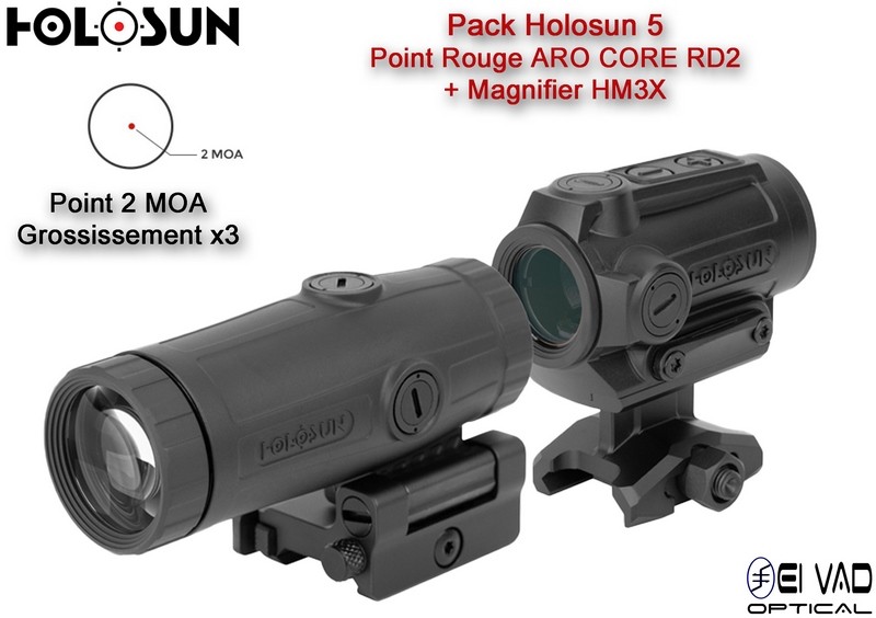 Pack Holosun 5 - Point Rouge ARO CORE RD2 + Magnifier HM3X