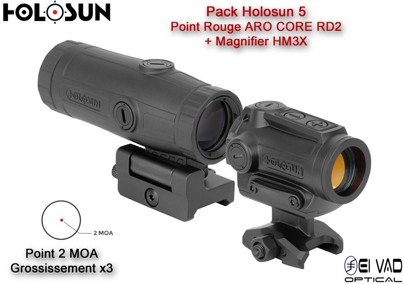 Pack Holosun 5 - Point Rouge ARO CORE RD2 + Magnifier HM3X