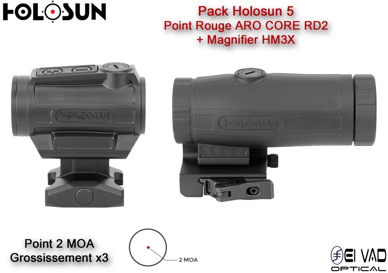 Pack Holosun 5 - Point Rouge ARO CORE RD2 + Magnifier HM3X