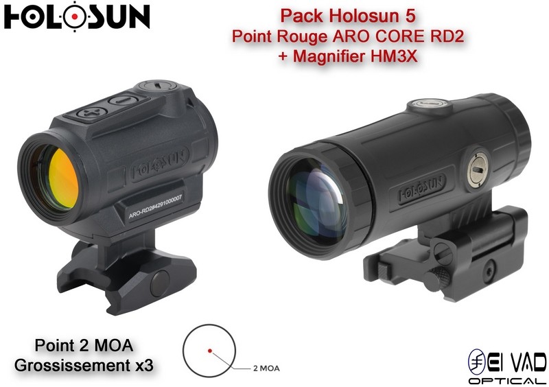 Pack Holosun 5 - Point Rouge ARO CORE RD2 + Magnifier HM3X