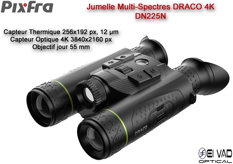 Jumelles thermiques multispectrales PIXFRA – Draco D225N 4k