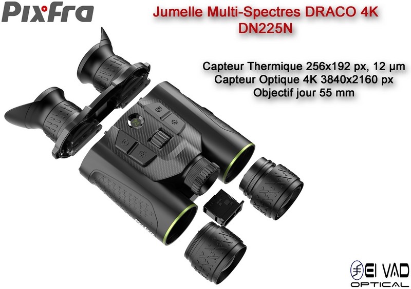 Jumelles thermiques multispectrales PIXFRA – Draco D225N 4k