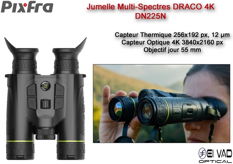 Jumelles thermiques multispectrales PIXFRA – Draco D225N 4k
