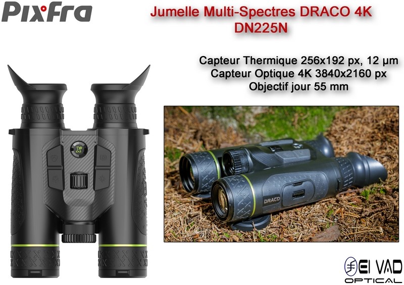 Jumelles thermiques multispectrales PIXFRA – Draco D225N 4k