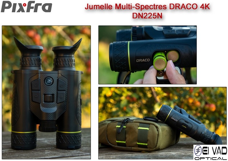 Jumelles thermiques multispectrales PIXFRA – Draco D225N 4k