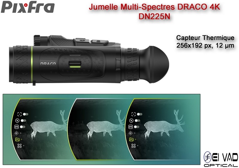 Jumelles thermiques multispectrales PIXFRA – Draco D225N 4k