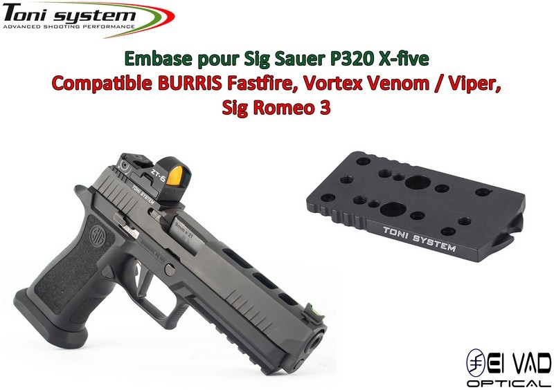 Embase TS pour Sig Sauer P320 X-Five Version H - Compatible Fastfire 3, Vortex Venom
