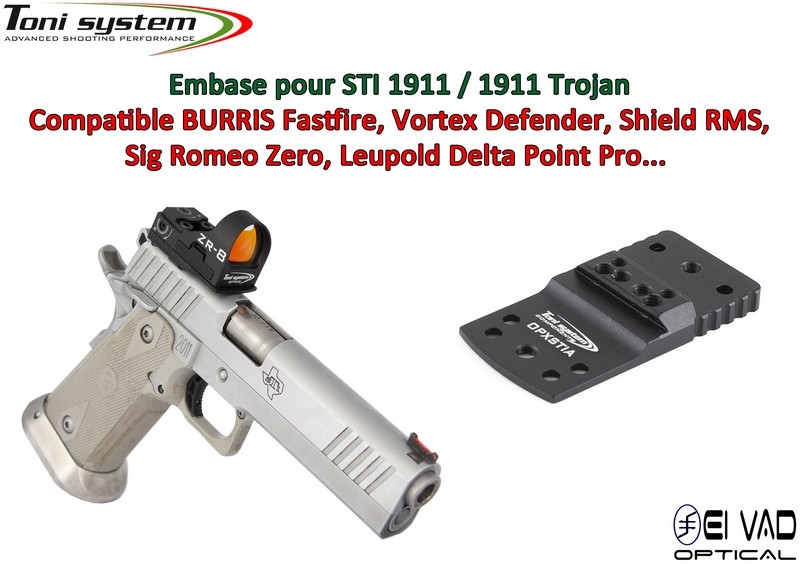 Embase TS pour STI 1911 / TROJAN 1911 Version A - Compatible Fastfire, Vortex Defender, Shield RMS