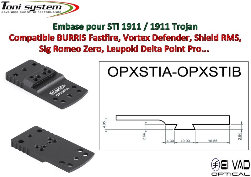 Embase TS pour STI 1911 / TROJAN 1911 Version A - Compatible Fastfire, Vortex Defender, Shield RMS