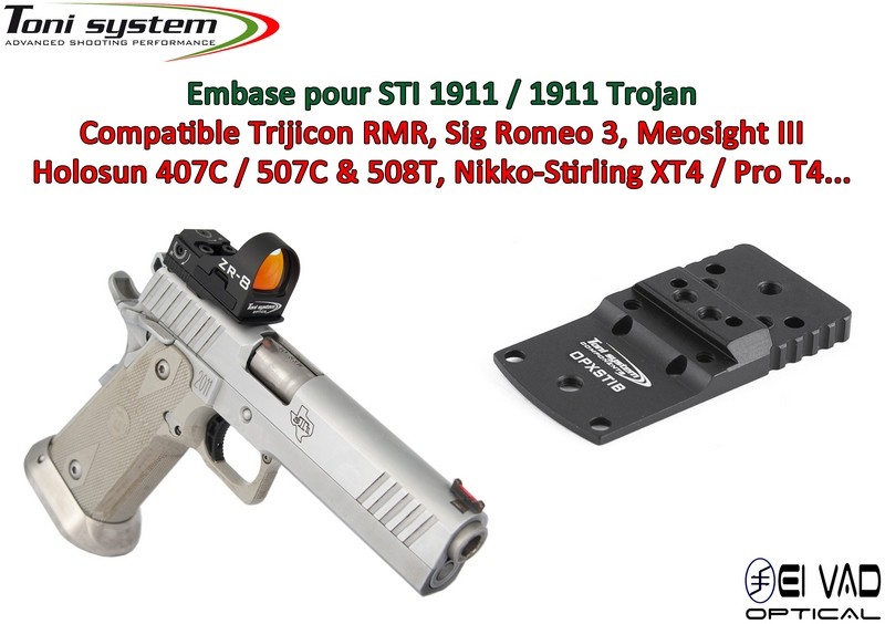 Embase TS pour STI 1911 / TROJAN 1911 Version B - Compatible Trijicon RMR, Holosun 407C/507C