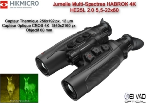 Jumelle HIKMICRO Multi-Spectres HABROK 4K - HE25L 2.0 - 5,5-22X60