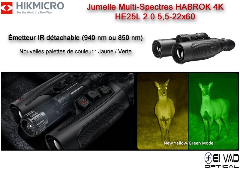 Jumelle HIKMICRO Multi-Spectres HABROK 4K - HE25L 2.0 - 5,5-22X60