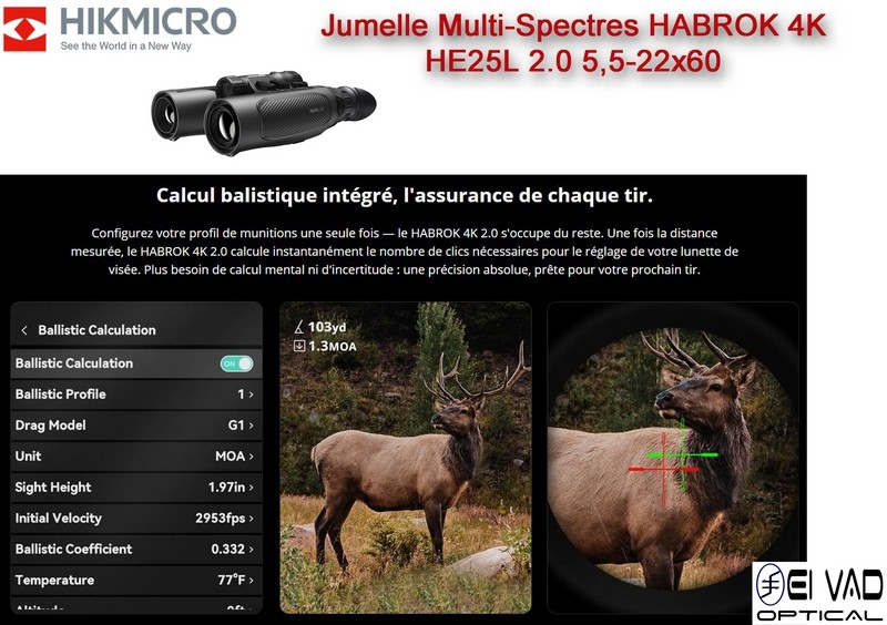 Jumelle HIKMICRO Multi-Spectres HABROK 4K - HE25L 2.0 - 5,5-22X60