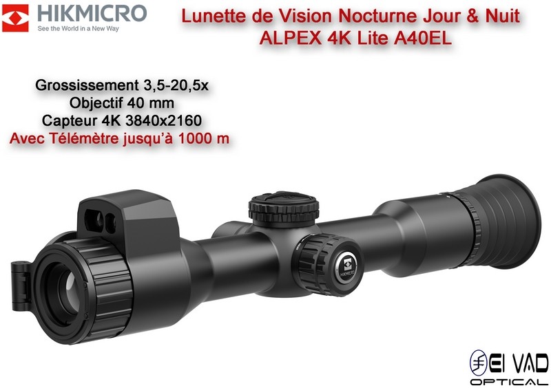 Lunette HIKMICRO de Vision Nocturne ALPEX 4K Lite A40EL avec Télémètre