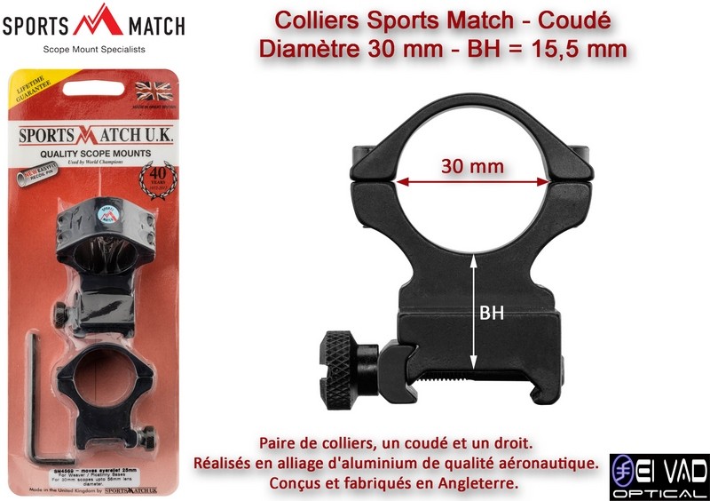 Colliers coudés Sports Match - Diamètre 30 mm