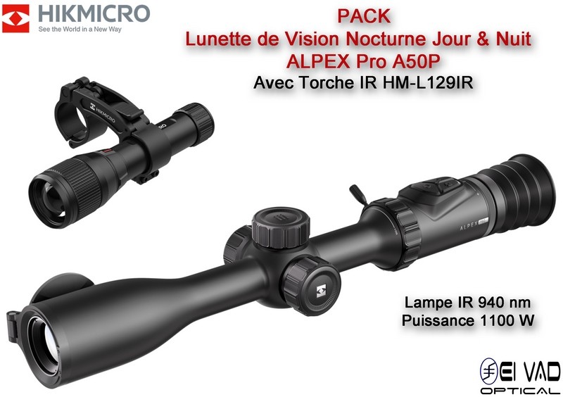 Lunette HIKMICRO de Vision Nocturne ALPEX Pro A50P avec Torche IR 1100 mW